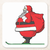 Fat Skiing Santa Claus Kerstmis Kartonnen Onderzetters (Voorkant)