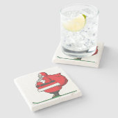 Fat Skiing Santa Claus Kerstmis Stenen Onderzetter (Zijkant)