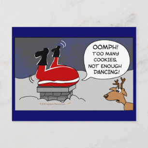 Fat Stuck Santa Funny Christmas Dancing Cartoon Feestdagenkaart