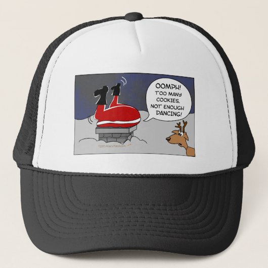 Fat Stuck Santa Funny-kerstdansende Cartoon Trucker Pet (Voorkant)