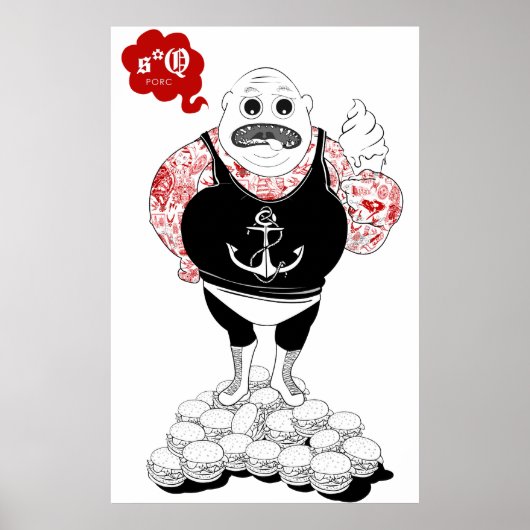Fat Tattooed Wrestler Poster (Voorkant)