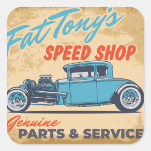 Fat Tony's Speed Shop Vierkante Sticker