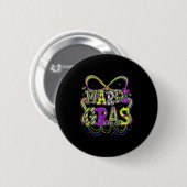 Fat Tuesday Mardi Gras Coquette Bow Kids Girls Wom Ronde Button 5,7 Cm (Voorkant /achterkant)
