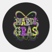 Fat Tuesday Mardi Gras Coquette Bow Kids Girls Wom Ronde Sticker (Voorkant)