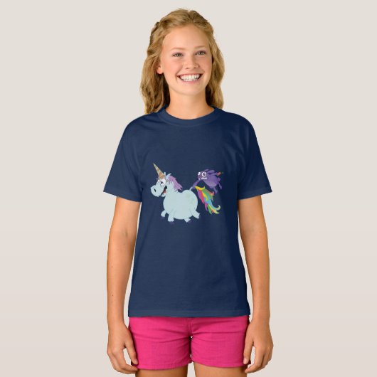 Fat Unicorn bewaart de dag T-shirt (Voorkant volledig)