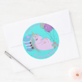 Fat Unicorn Cake Gepersonaliseerd Schattige Ronde Sticker (Envelop)