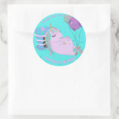 Fat Unicorn Cake Gepersonaliseerd Schattige Ronde Sticker (Tas)
