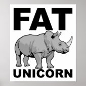 Fat Unicorn Rhino Funny Poster (Voorkant)