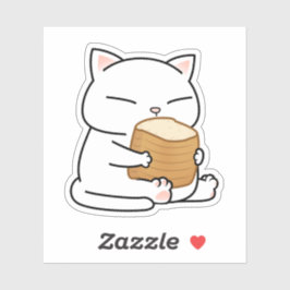 Fat White Cat Toast Sticker