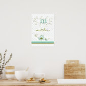 fatfatin Blue Swirly Ma & Baby Bird Kinder Wall Ar Poster (Keuken)