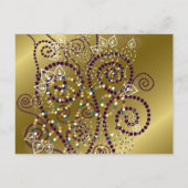 Fatfatin Boho Paarse Spiralen Gold Save The Date Aankondigingskaart (Achterkant)