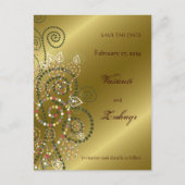 Fatfatin Boho Spirals Gold Save The Date Briefkaar Aankondigingskaart (Voorkant)