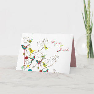 fatfatin Colorful Summer Birds Swirls Weddenskaart Notitiekaartje