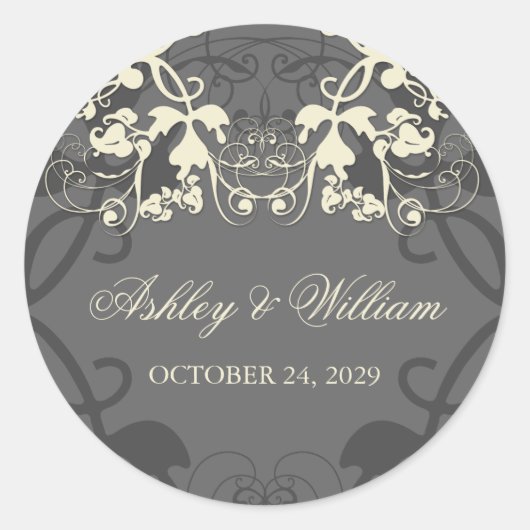 fatfatin Floral Flourish White Wedding Sticker (Voorkant)