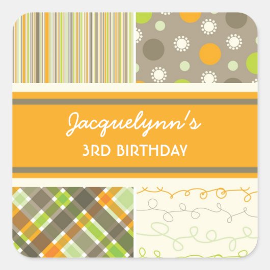 fatfatin Retro Oranje Combo Birthday Sticker (Voorkant)