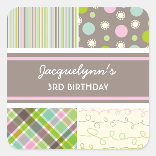 Fatfatin Retro Sweet Pink Combo Verjaardag Sticker (Voorkant)