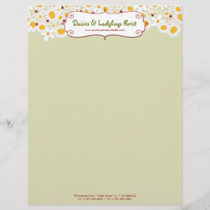 fatfatin White Daisies & Ladybugs Letterhead Custom Briefhoofd
