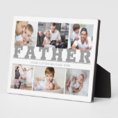 FATHER 6 Photo Collage Gray Custom Text 5x7 Plaque Fotoplaat (Zijkant)