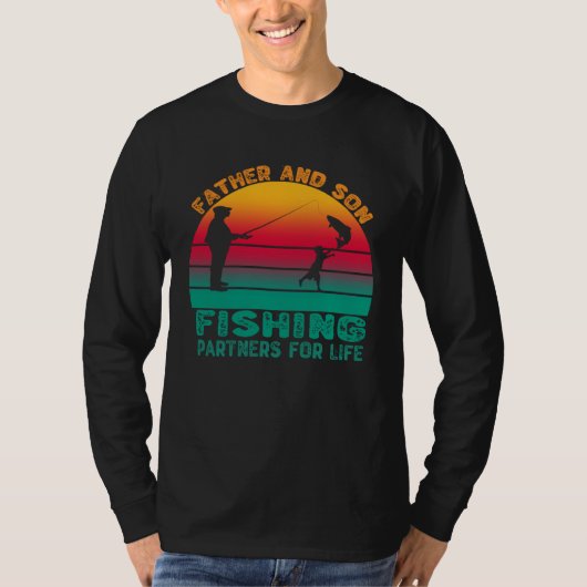Father And Son Fishing Partners For Life Retro Fat T-shirt (Voorkant)