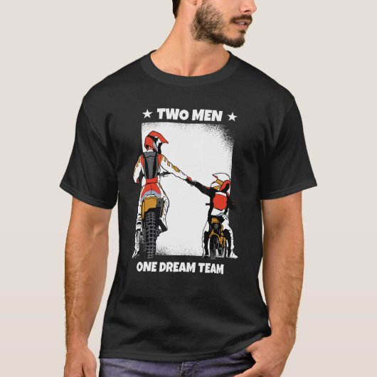 Father and son Two Men One Dream Team Motocross T-shirt (Voorkant)