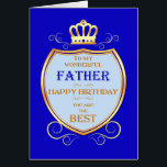 Father Birthday with Shield<br><div class="desc">Wish your father a happy birthday with a koninklijk shield. A golden crown sits over a shield with golden scrollwork. Tell your father he is the best in a regal medieval way!</div>