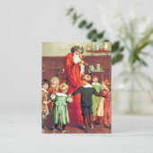 Father Christmas Blowing The Horn Briefkaart (Staand voorkant)