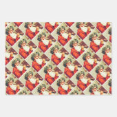 Father Christmas Blowing The Horn Inpakpapier Vel (Voorkant)