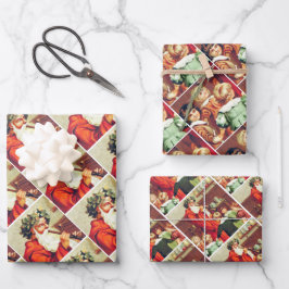 Father Christmas Blowing The Horn Inpakpapier Vel