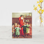 Father Christmas Blowing The Horn Kaart (Gele Bloem)