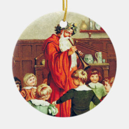 Father Christmas Blowing The Horn Keramisch Ornament