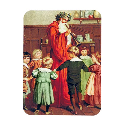 Father Christmas Blowing The Horn Magneet (Verticaal)