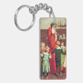 Father Christmas Blowing The Horn Sleutelhanger (Voorkant Links)