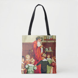 Father Christmas Blowing The Horn Tote Bag