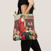 Father Christmas Blowing The Horn Tote Bag (Dichtbij)