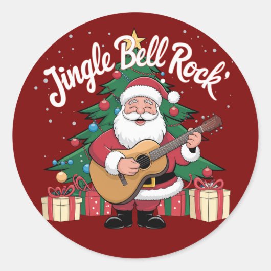 Father Christmas Jingle Bell Rock Ronde Sticker (Voorkant)