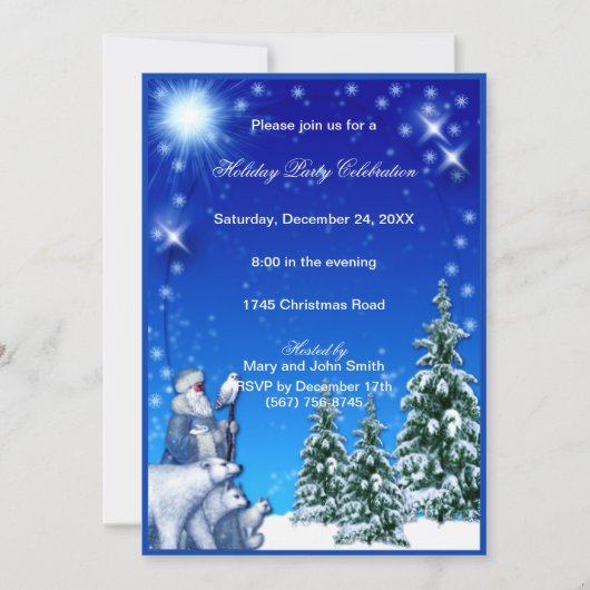 Father Christmas Polar Beren Kerstuitnodiging Kaart (Voorkant)