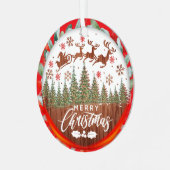 Father Christmas Sleigh Merry Christmas Metalen Ornament (Voorkant links)