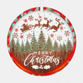 Father Christmas Sleigh Merry Christmas Metalen Ornament (Achterkant)