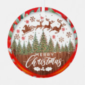 Father Christmas Sleigh Merry Christmas Metalen Ornament (Voorkant)