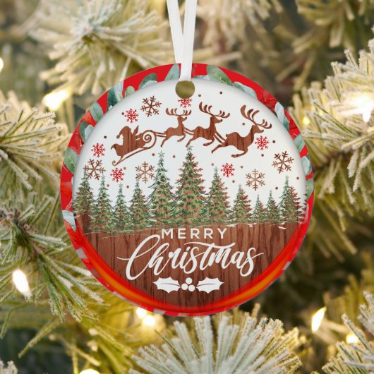 Father Christmas Sleigh Merry Christmas Metalen Ornament (Insitu)