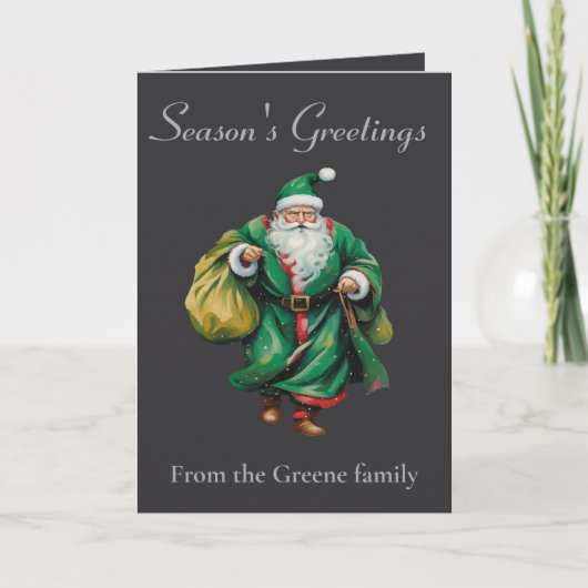 Father Christmas Wearing Green Robes Cut Out Kaart (Voorkant)