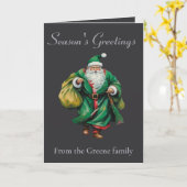 Father Christmas Wearing Green Robes Cut Out Kaart (Gele Bloem)
