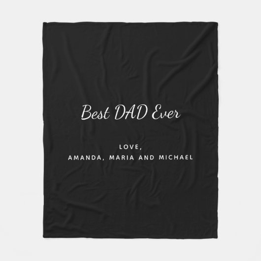 Father DAD zwart wit tekst Fleece Deken (Voorkant)