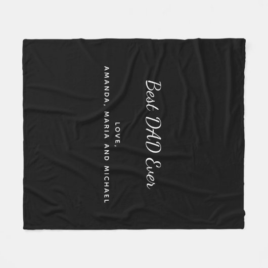 Father DAD zwart wit tekst Fleece Deken (Voorkant (Horizontaal))
