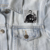 Father Damien Vierkante Button 5,1 Cm (In situ)