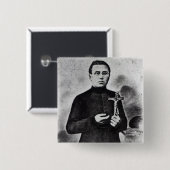 Father Damien Vierkante Button 5,1 Cm (Voorkant /achterkant)