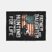 Father Daughter Hunting Partners American Flag On Fleece Deken (Voorkant (Horizontaal))