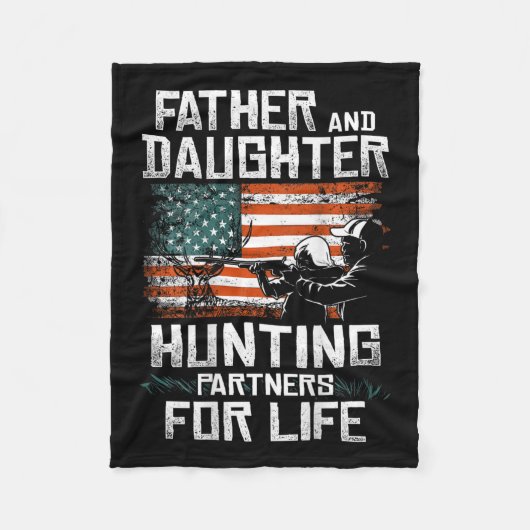 Father Daughter Hunting Partners American Flag On Fleece Deken (Voorkant)