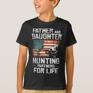 Father Daughter Hunting Partners American Flag On T-shirt