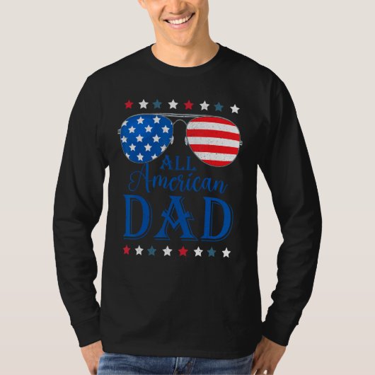Father Day All American Dad Patriotic USA Flag 4t T-shirt (Voorkant)